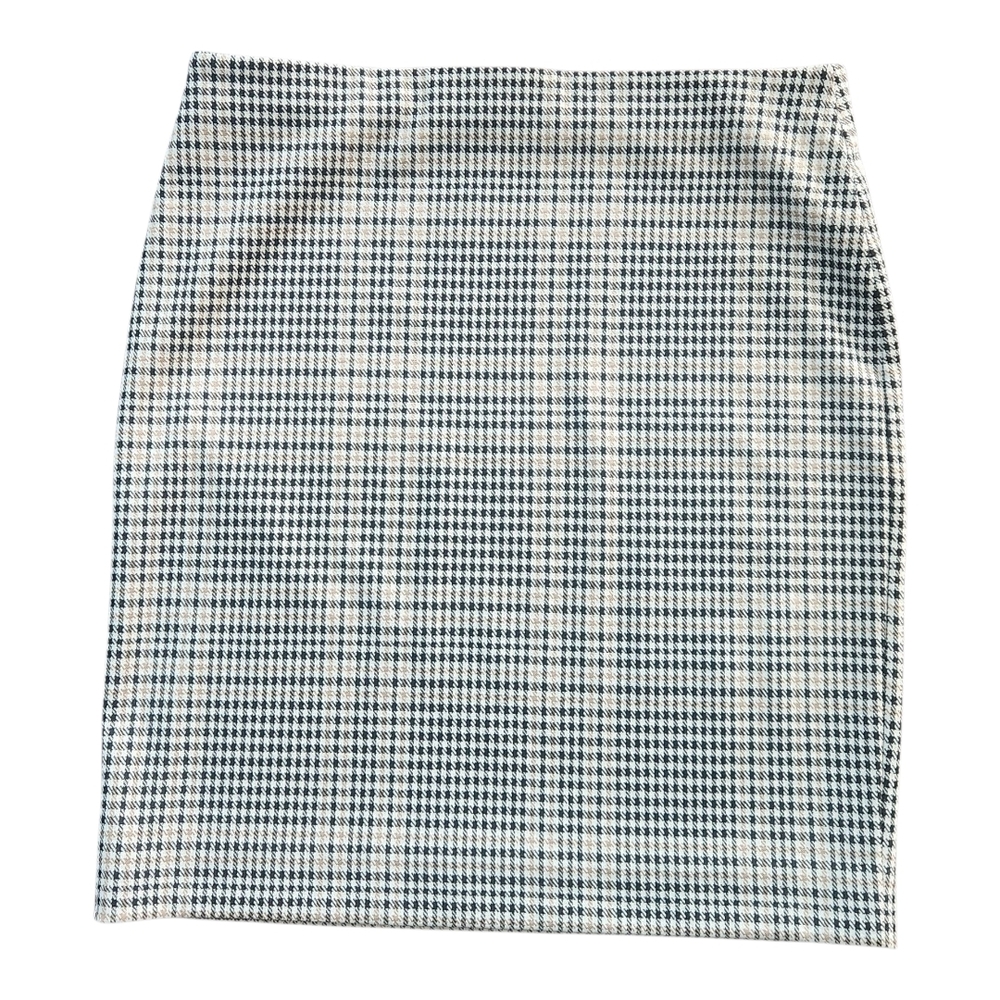Ann Taylor‎ Factory Petite Plaid Houndstooth Pencil Skirt - Preppy Dark Academia